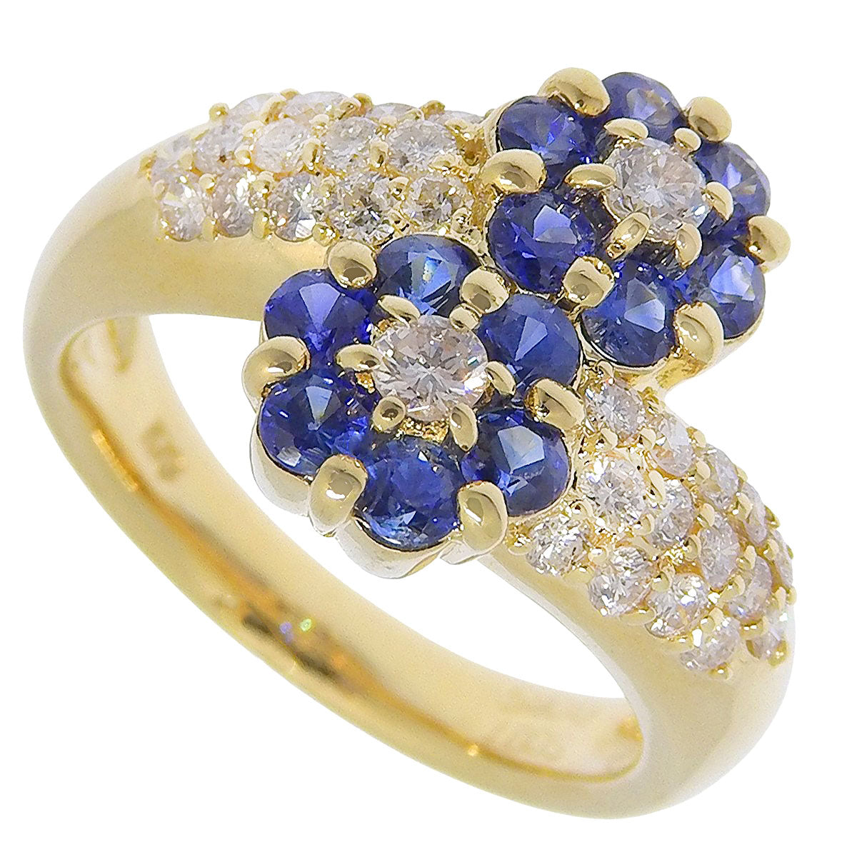 Sapphire Flower Ring S0.97/D0.65 Yellow Gold K18YG