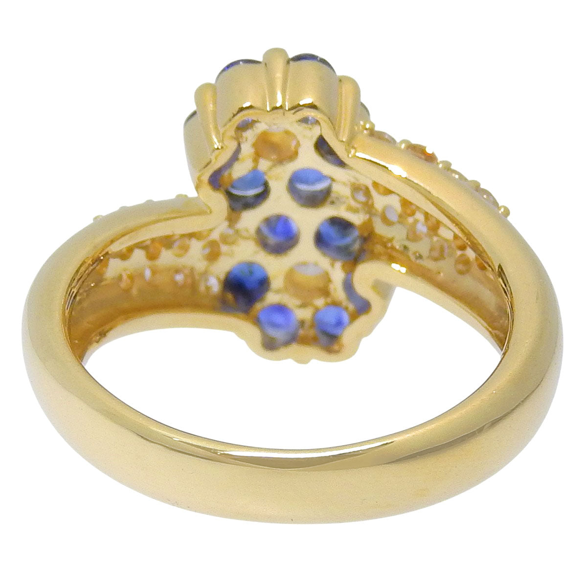 Sapphire Flower Ring S0.97/D0.65 Yellow Gold K18YG