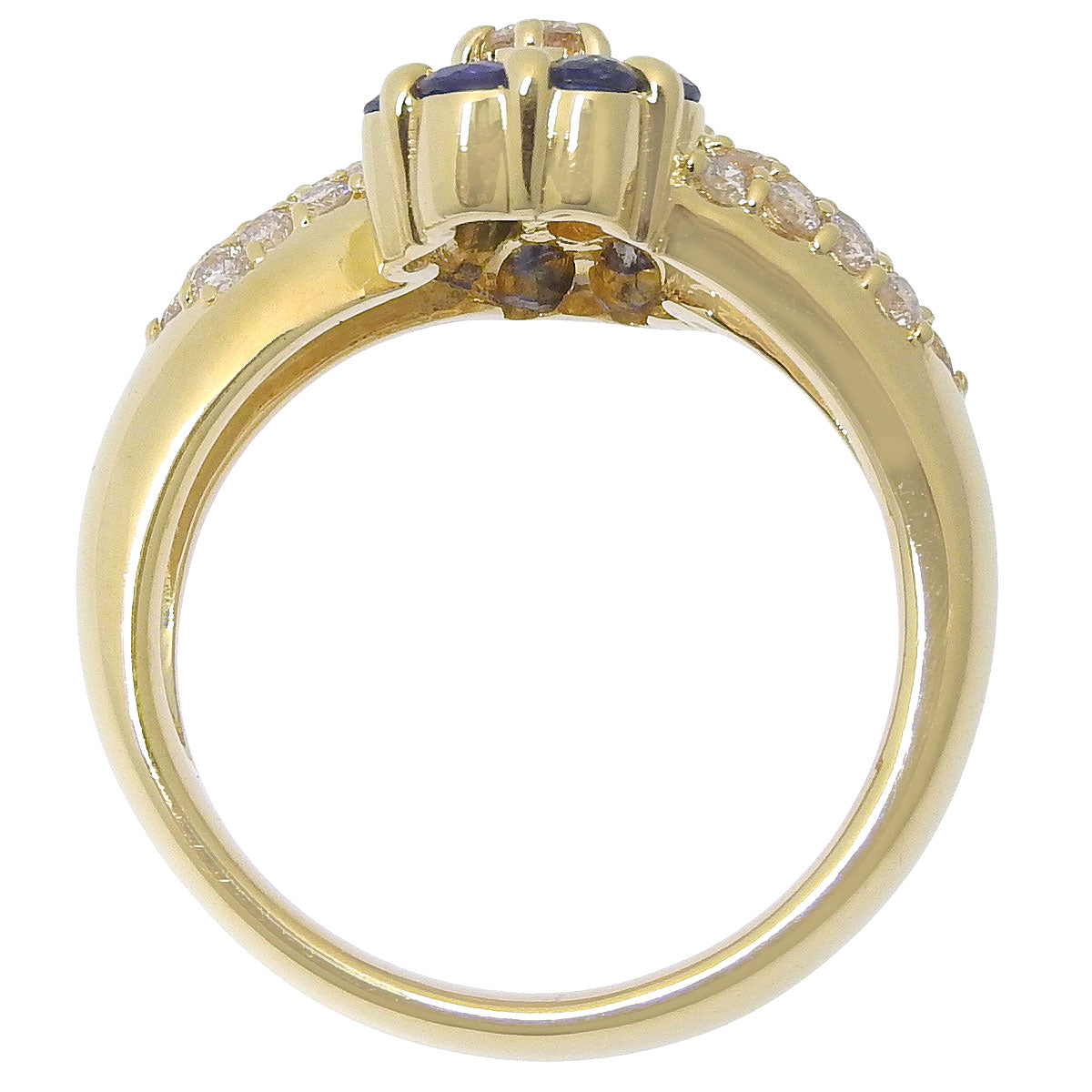 Sapphire Flower Ring S0.97/D0.65 Yellow Gold K18YG