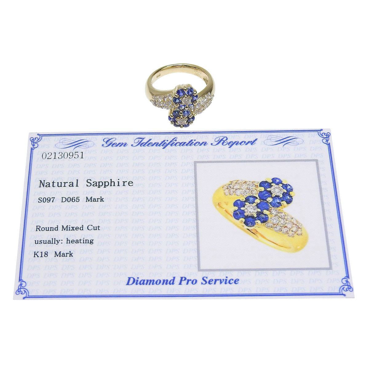 Sapphire Flower Ring S0.97/D0.65 Yellow Gold K18YG