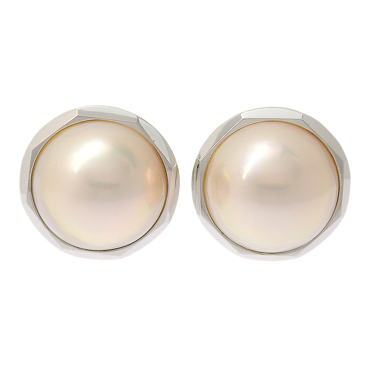 Mabe Pearl Earrings, 14K White Gold (WG)