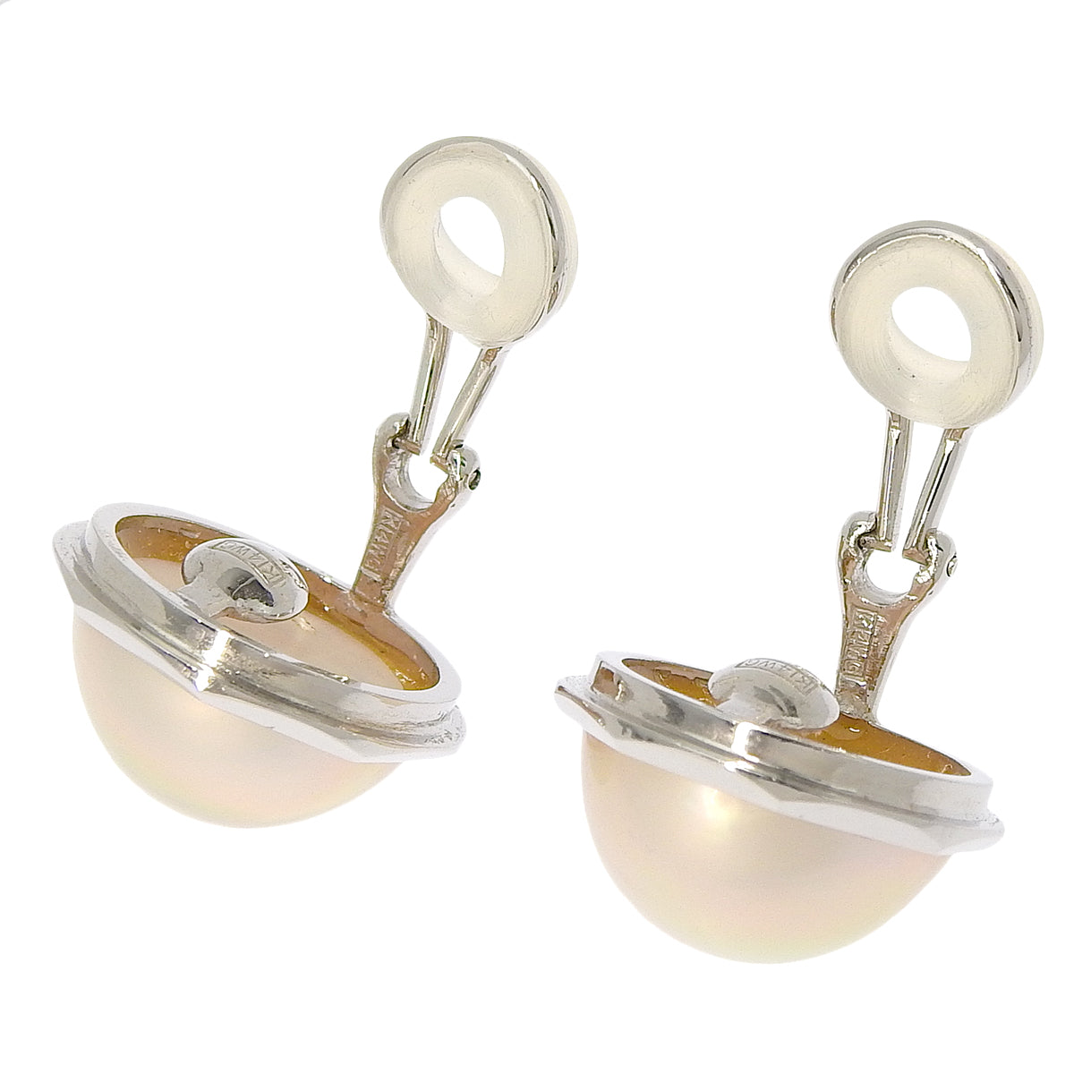 Mabe Pearl Earrings, 14K White Gold (WG)