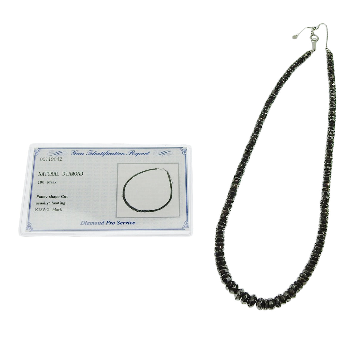 Black Diamond Necklace, K18 White Gold, WG, Accessory, Jewelry