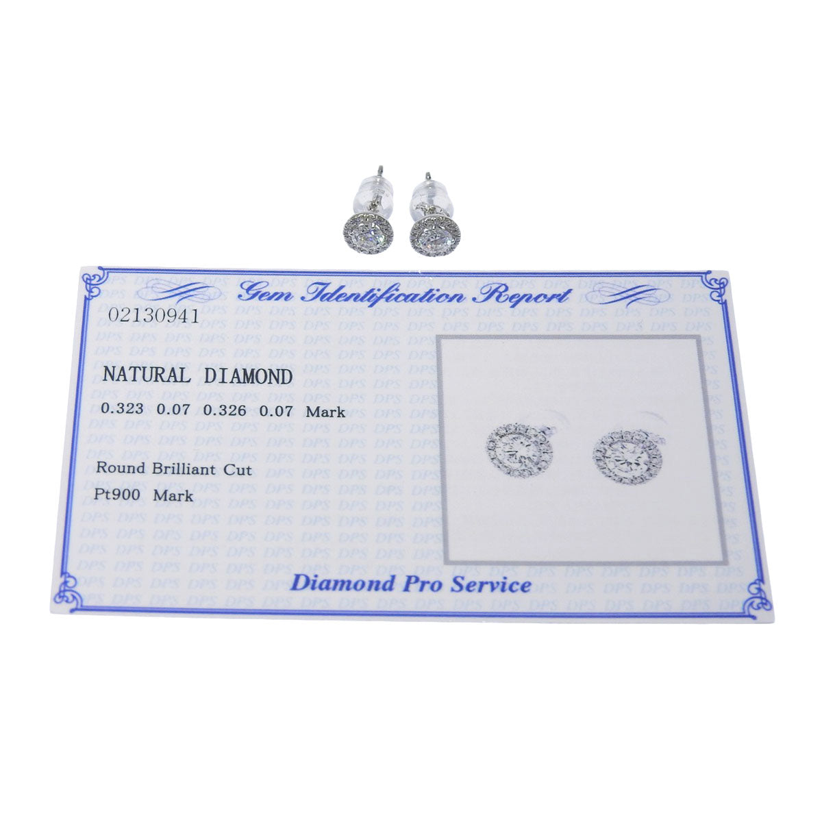 Diamond stud earrings, D0.323, 0.07, 0.326, 0.07, Platinum Pt900