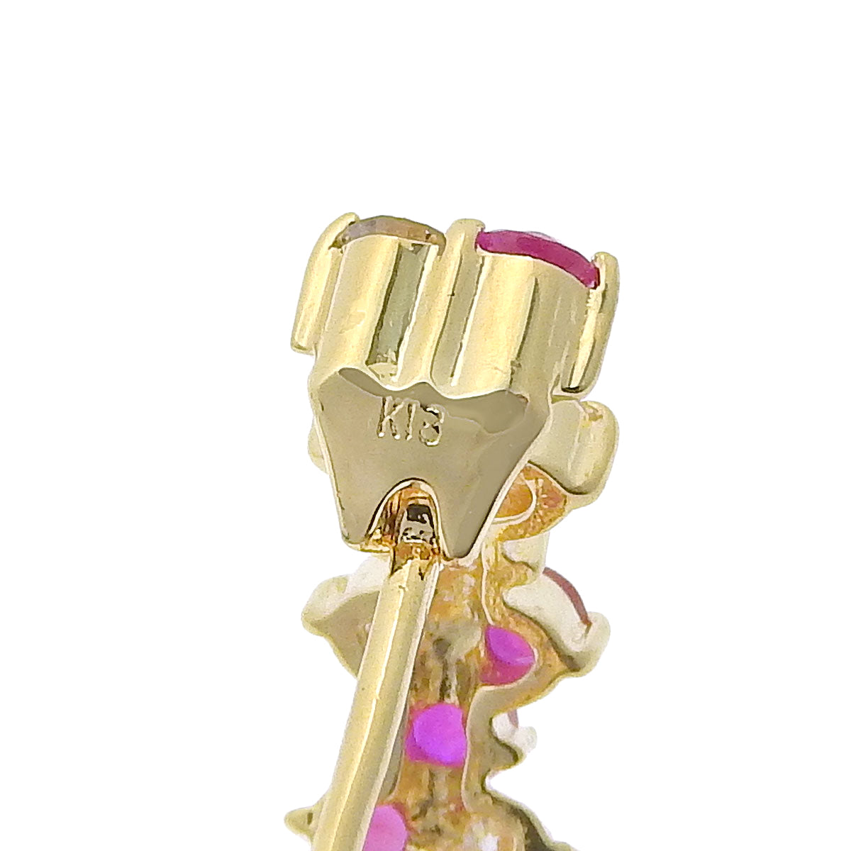 Ruby and Diamond Earrings: R0.34, 0.34 / D0.27, 0.27 18K Yellow Gold (K18YG)