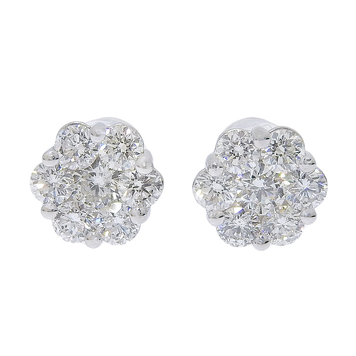 花朵造型钻石耳环 D1.00 K18WG K14WG Pt900