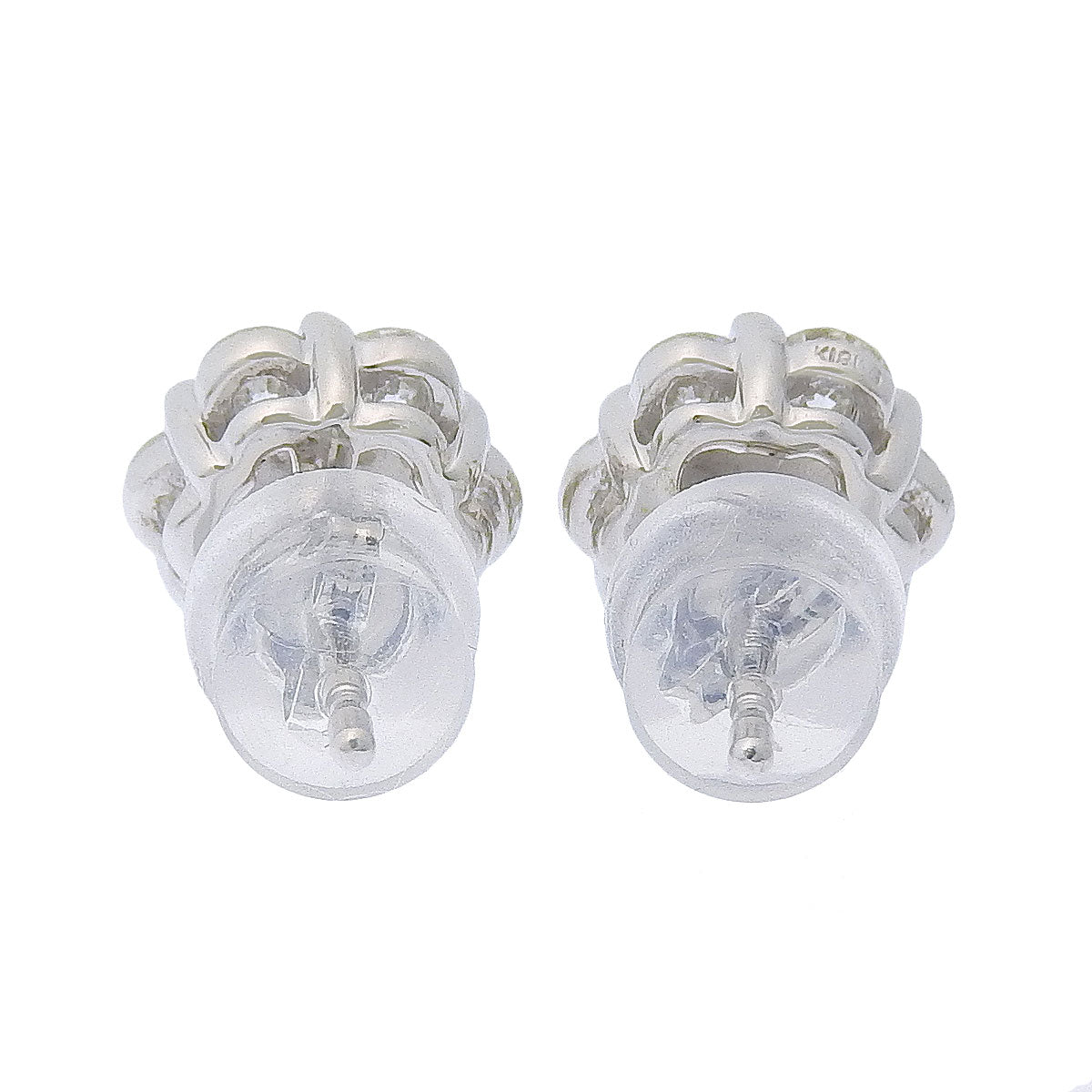 花朵造型钻石耳环 D1.00 K18WG K14WG Pt900