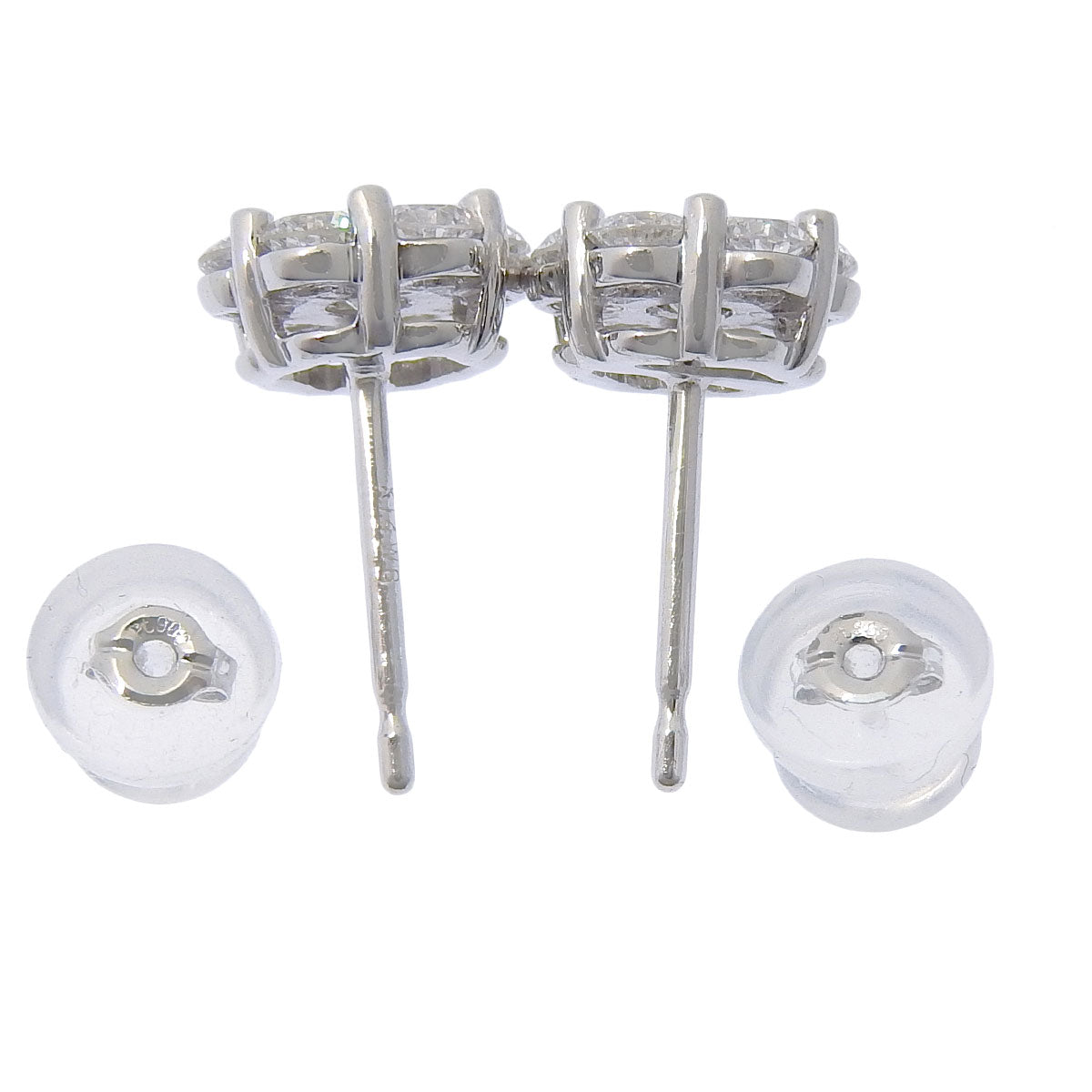 花朵造型钻石耳环 D1.00 K18WG K14WG Pt900