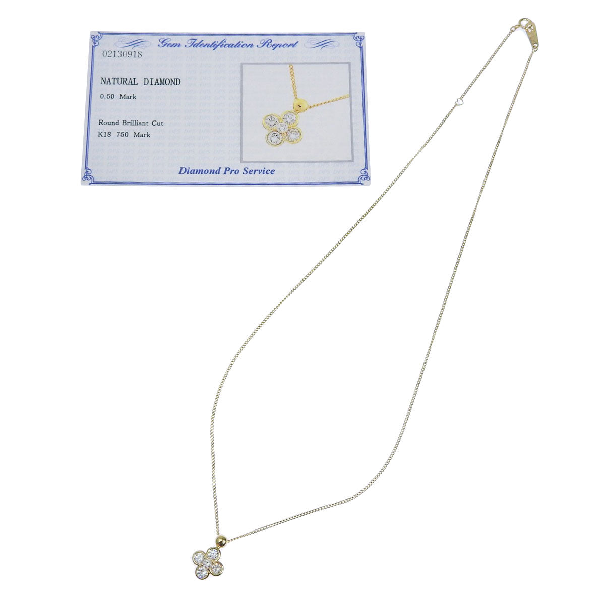 Clover Diamond Necklace, 0.50 carats, Yellow Gold (18K)