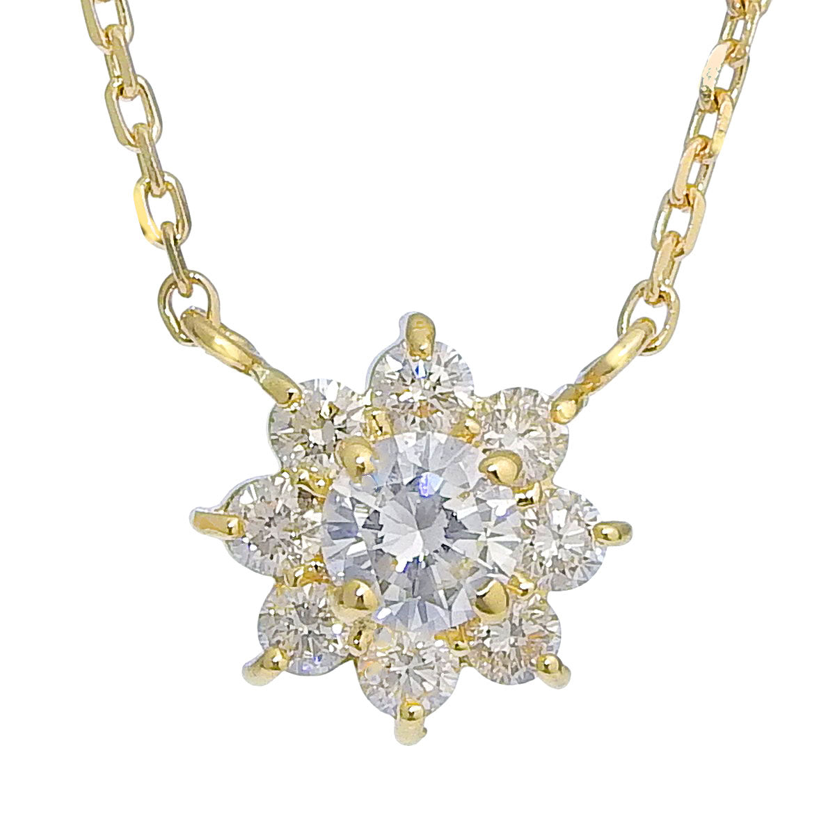 Sunflower Diamond Necklace D0.233, 0.26 Yellow Gold K18YG