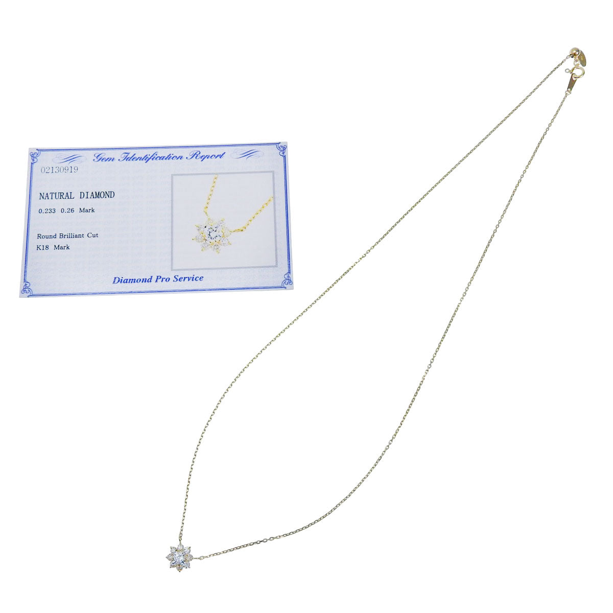 Sunflower Diamond Necklace D0.233, 0.26 Yellow Gold K18YG