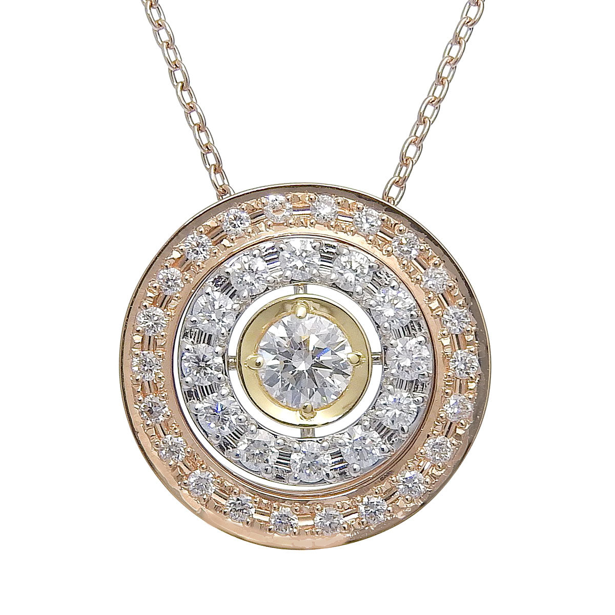 圆形钻石项链 D0.220,0.24,0.14 铂金 Pt900 粉红金 K18PG 黄金 K18YG 饰品 首饰