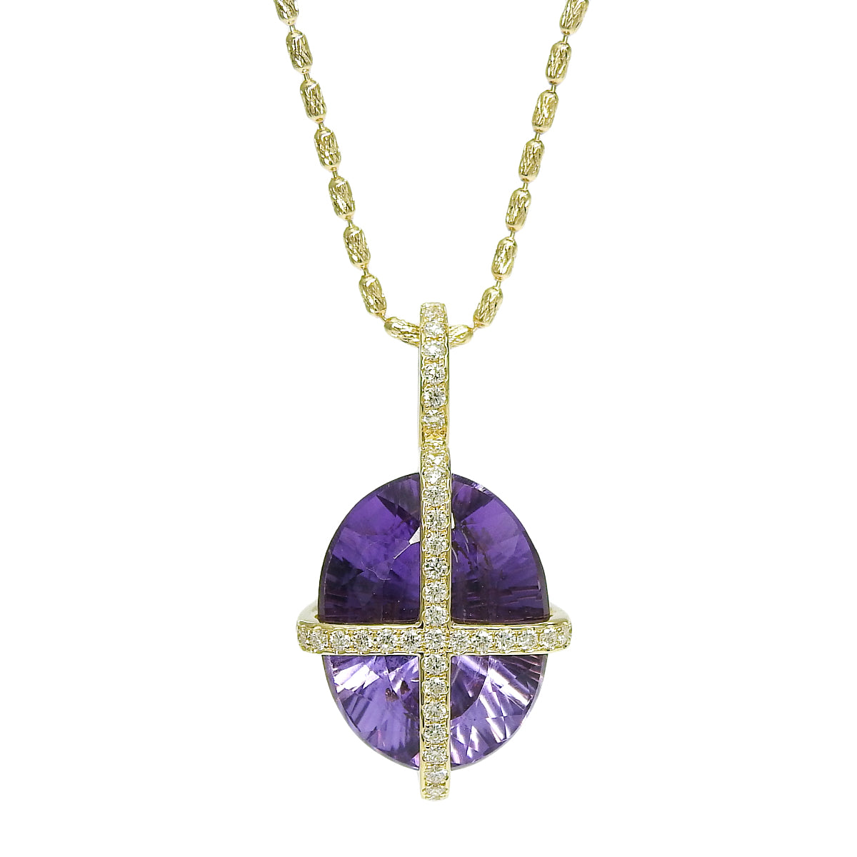 Amethyst and Diamond Necklace, AM9.55/D0.30, 18K Yellow Gold