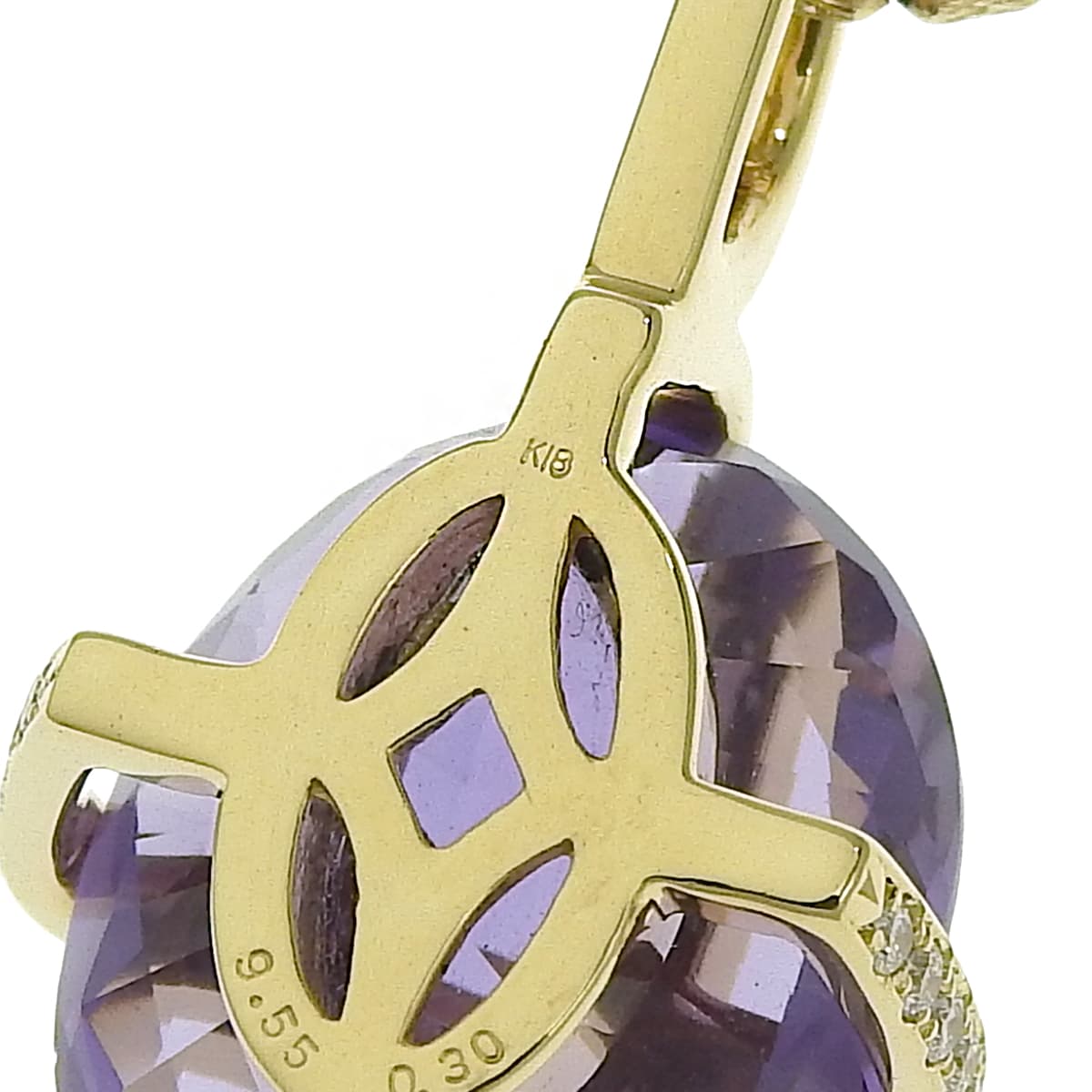 Amethyst and Diamond Necklace, AM9.55/D0.30, 18K Yellow Gold