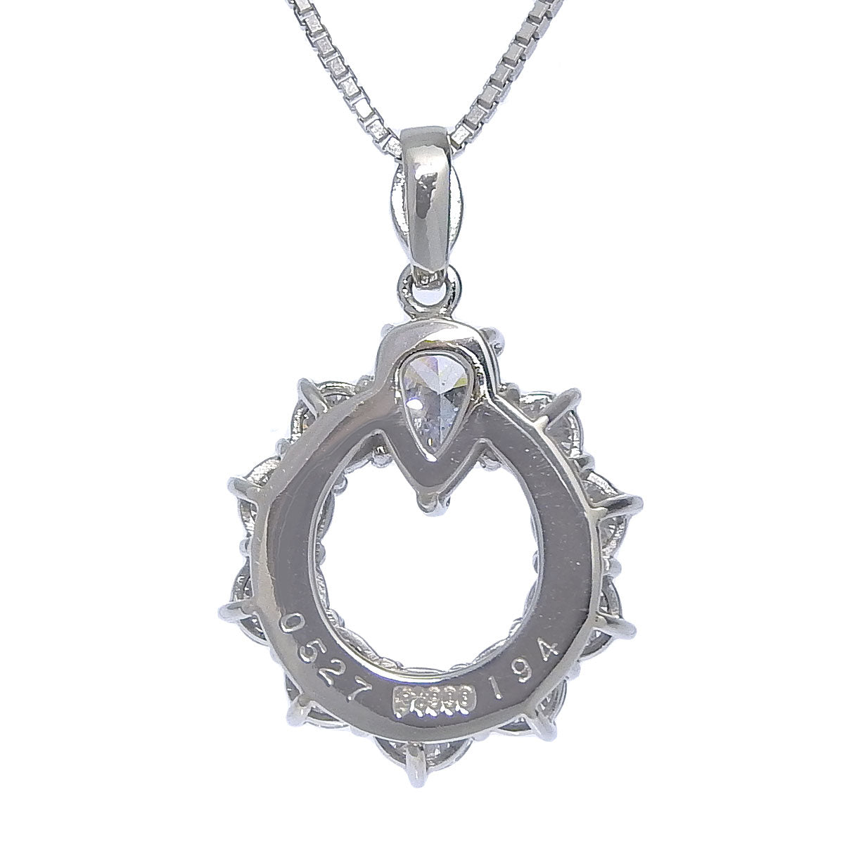 Circle Diamond Necklace D0.527, 1.94 Platinum Pt900 White Gold K18WG