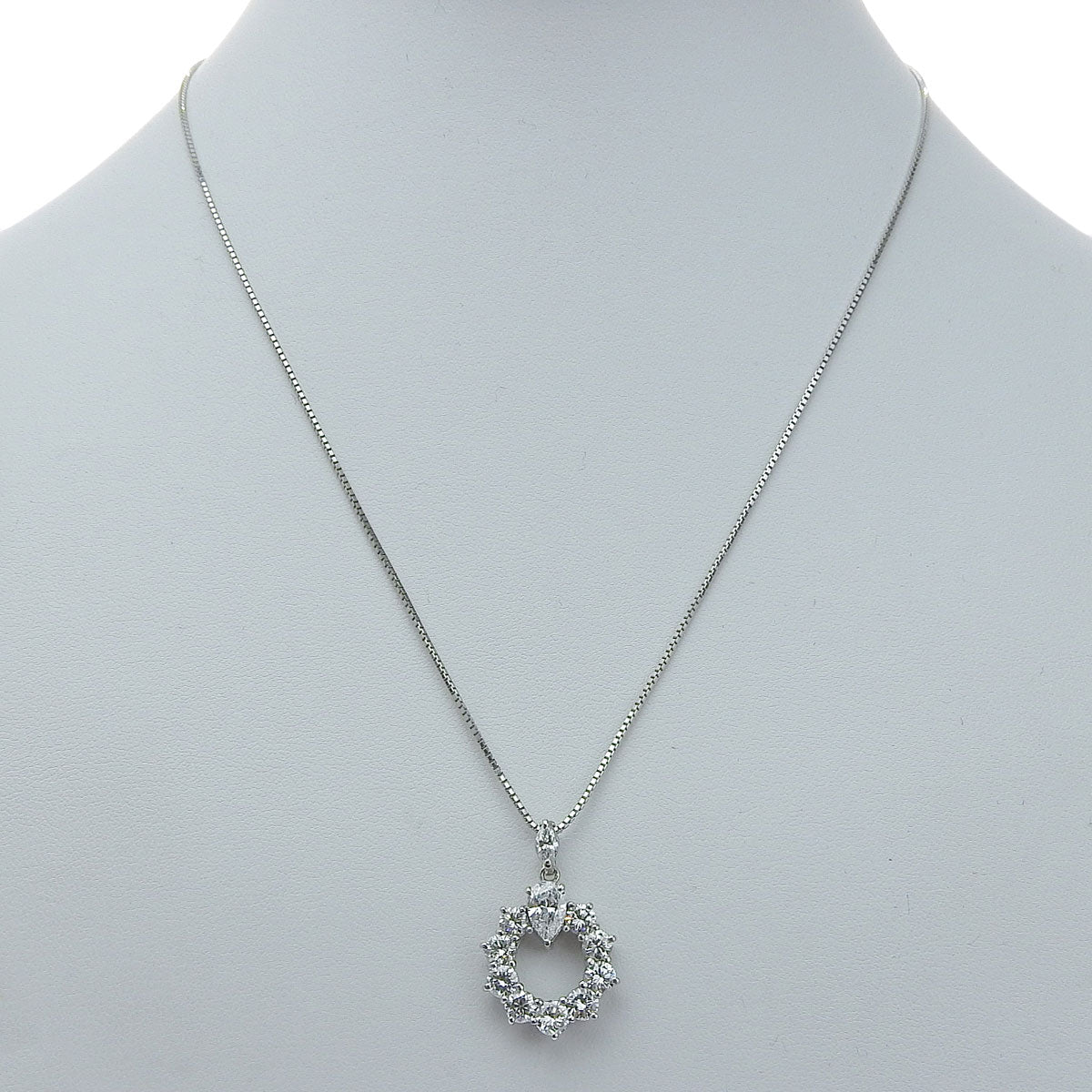 Circle Diamond Necklace D0.527, 1.94 Platinum Pt900 White Gold K18WG
