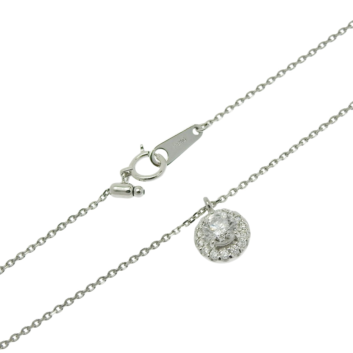 Diamond necklace, 0.66 carats, 0.185 grams, 18K white gold.