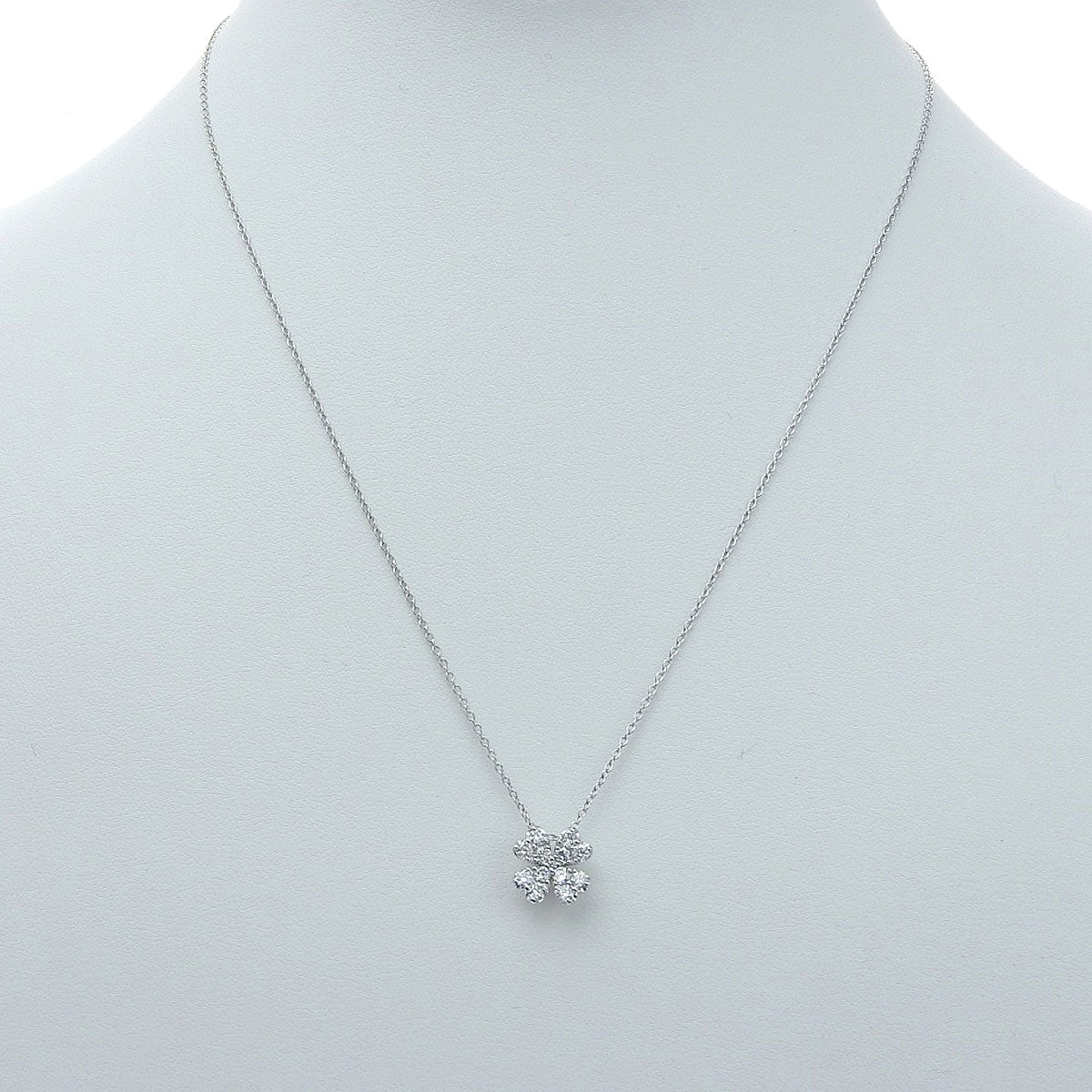 Clover Diamond Necklace, 0.56 carats, White Gold (K18WG)