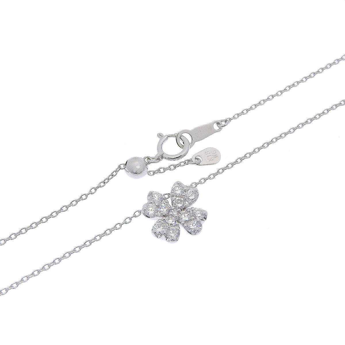 Clover Diamond Necklace, 0.56 carats, White Gold (K18WG)