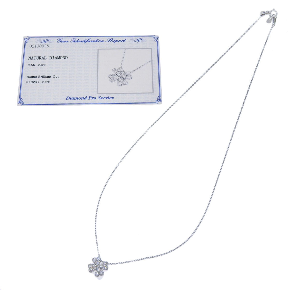 Clover Diamond Necklace, 0.56 carats, White Gold (K18WG)