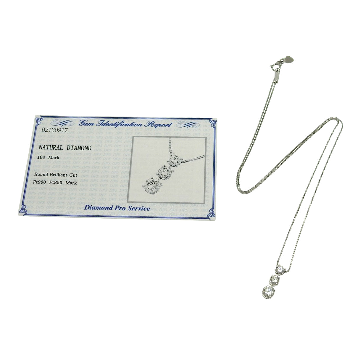 三钻项链 D1.04 铂金 Pt900 Pt850