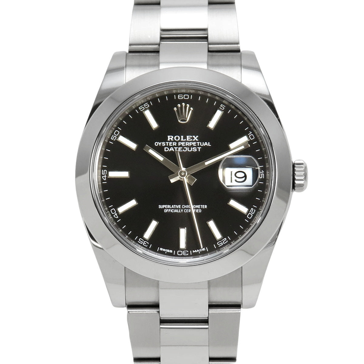 126300 Datejust 41 SS, random serial number, automatic winding, black dial.