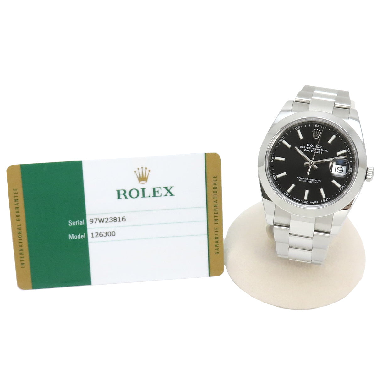 126300 Datejust 41 SS, random serial number, automatic winding, black dial.