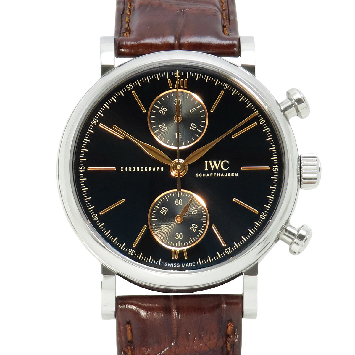 IW391404 Portofino Chronograph, Stainless Steel/Leather, Automatic, Navy Blue