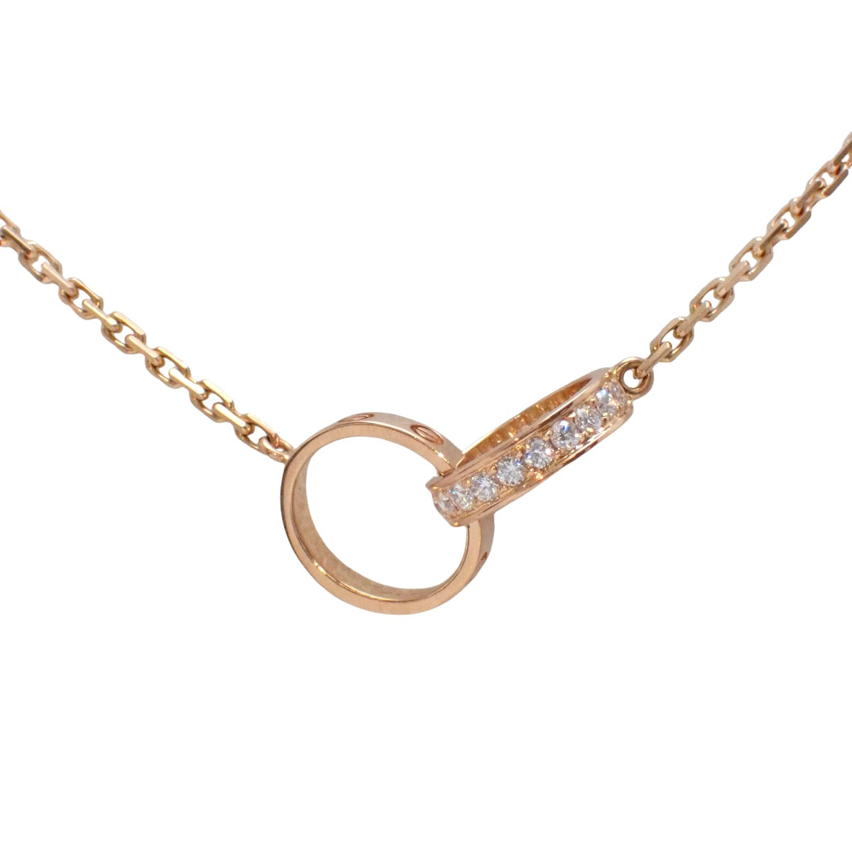 LOVE Necklace, Semi-Pavé Diamond, Pink Gold (K18PG)
