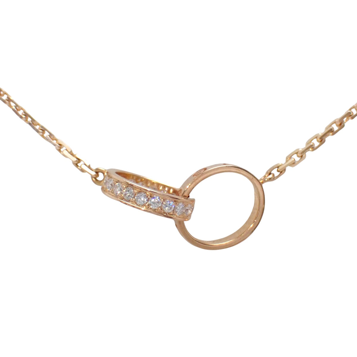 LOVE Necklace, Semi-Pavé Diamond, Pink Gold (K18PG)