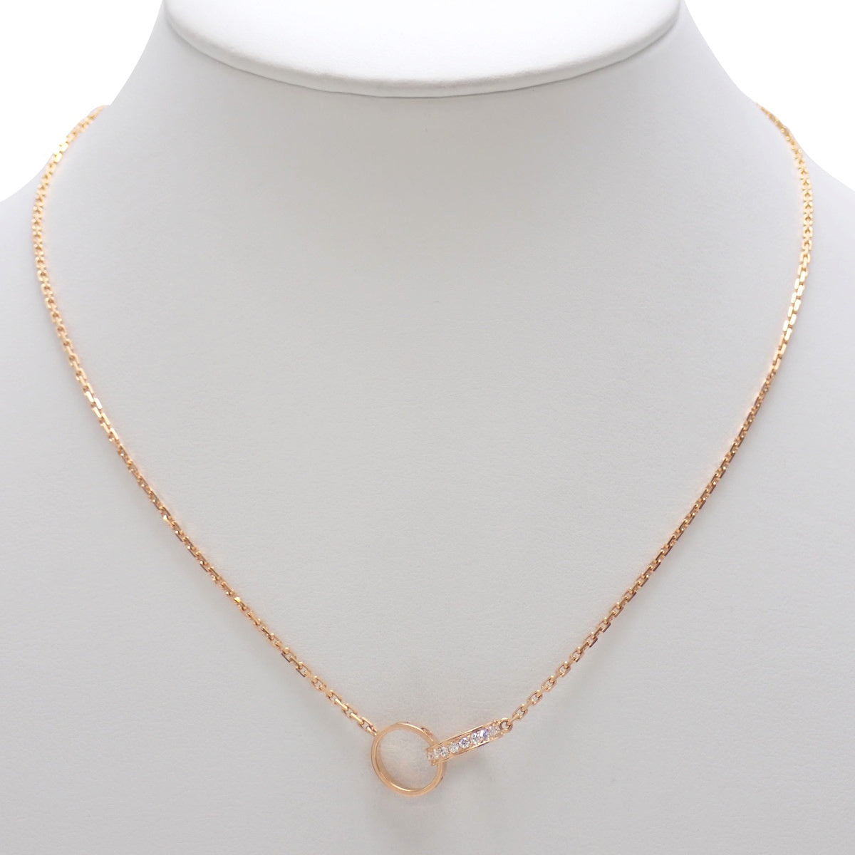 LOVE Necklace, Semi-Pavé Diamond, Pink Gold (K18PG)