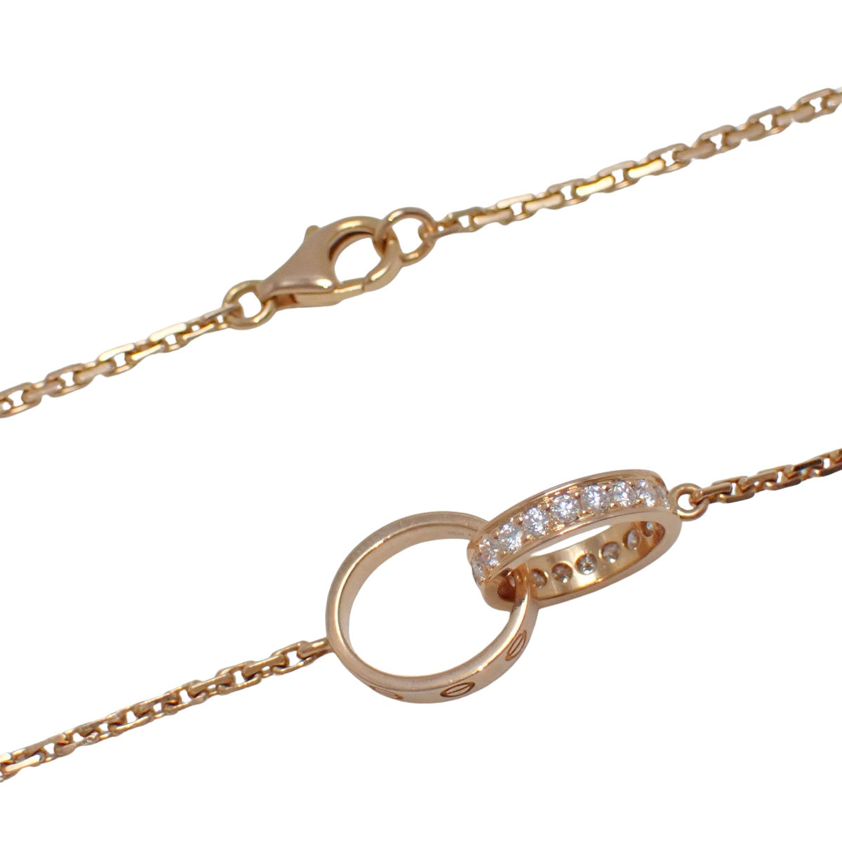 LOVE Necklace, Semi-Pavé Diamond, Pink Gold (K18PG)