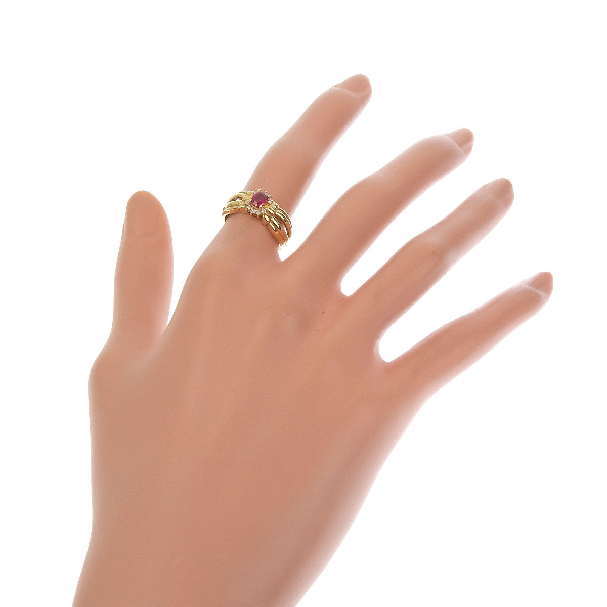 Ruby and Diamond Ring, Ruby/Diamond R0.43/D0.10, Yellow Gold 18KYG