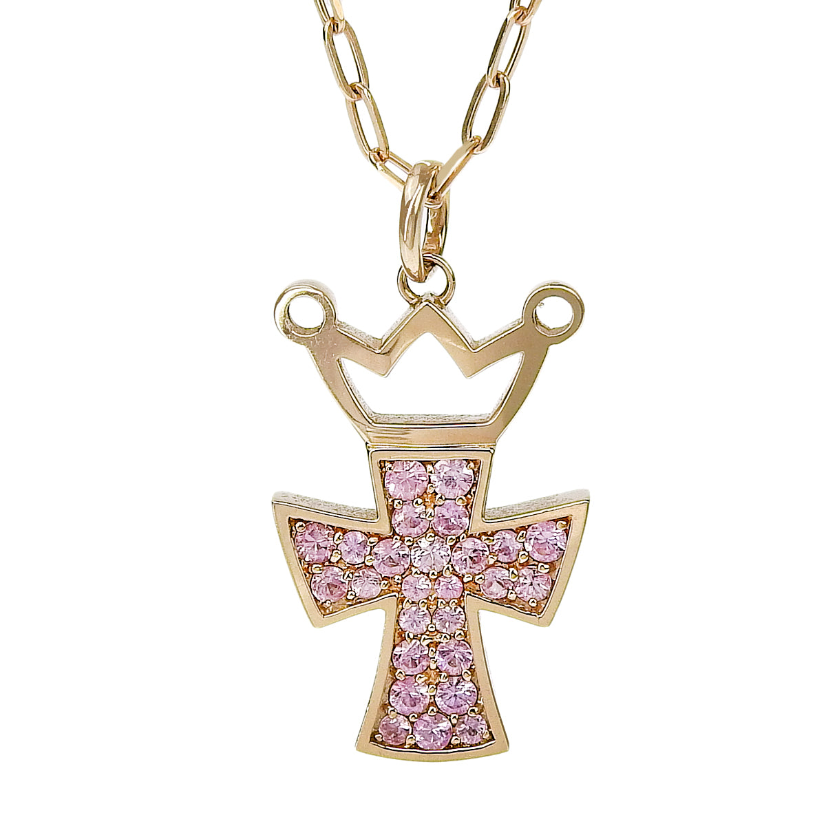 Crown Cross Necklace PS0.60 K18 Pink Gold PG GaGa MILANO GaGa Milano Accessory Jewelry
