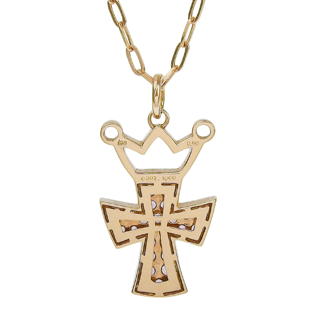 Crown Cross Necklace PS0.60 K18 Pink Gold PG GaGa MILANO GaGa Milano Accessory Jewelry
