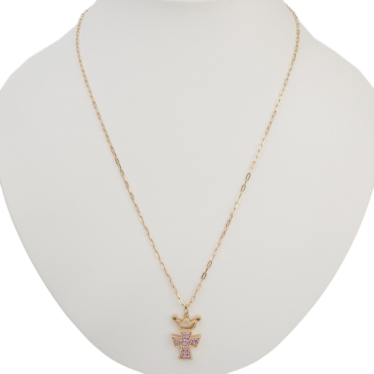 Crown Cross Necklace PS0.60 K18 Pink Gold PG GaGa MILANO GaGa Milano Accessory Jewelry