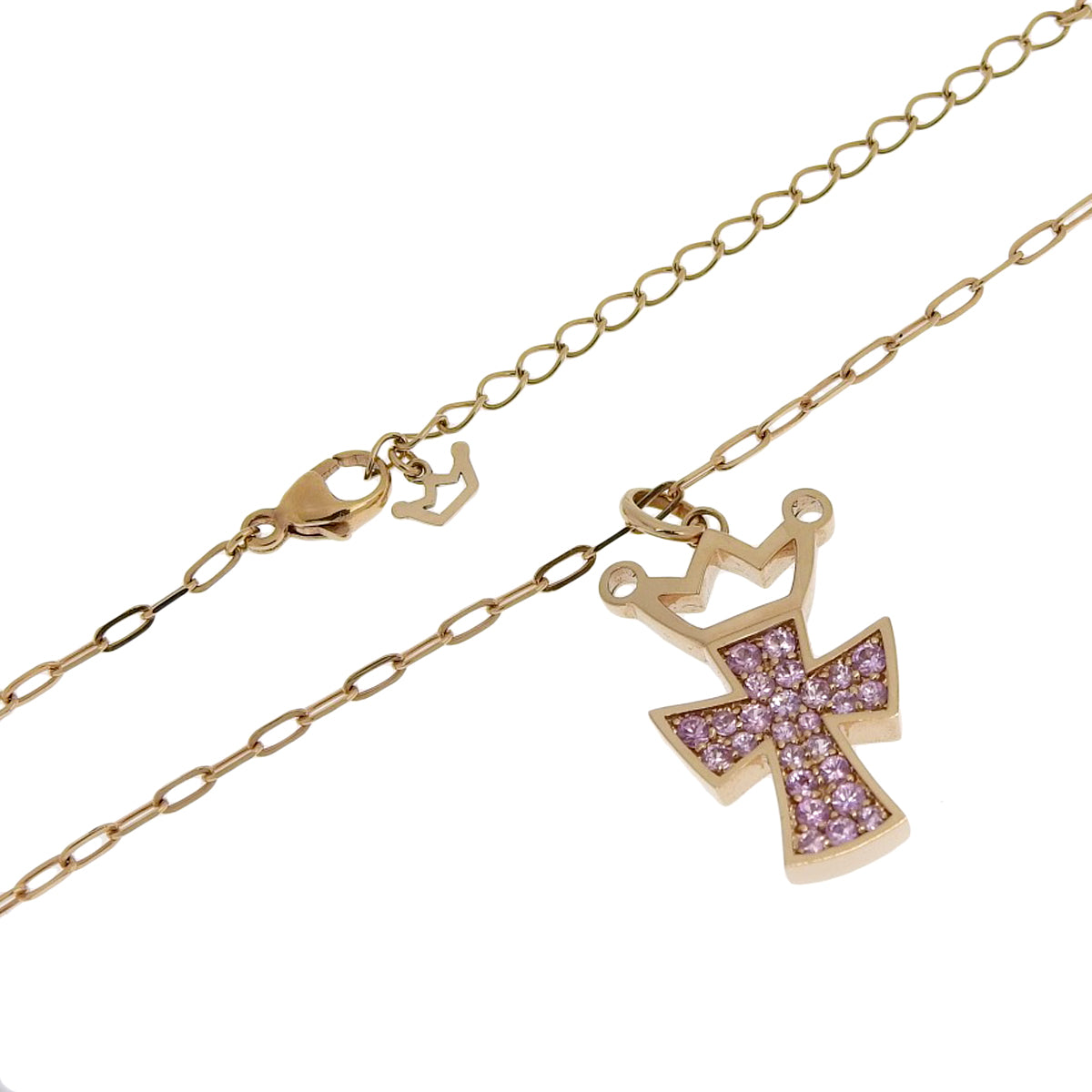 Crown Cross Necklace PS0.60 K18 Pink Gold PG GaGa MILANO GaGa Milano Accessory Jewelry