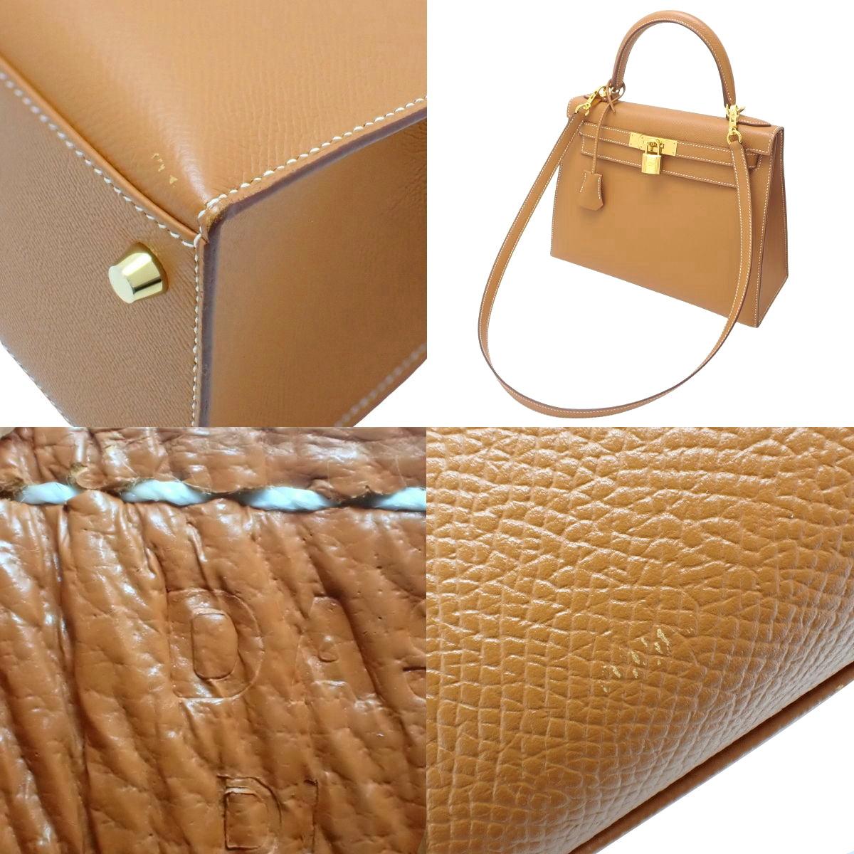 Kelly 28 (Outside Stitching) Veau Epsom Gold D Stamp