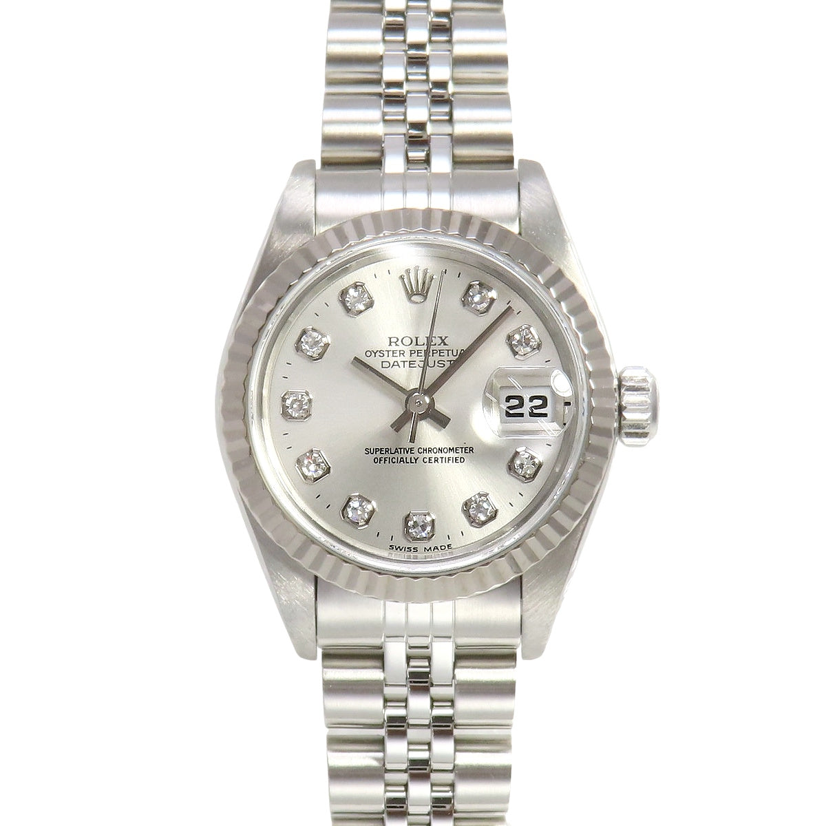 69174G Datejust 白金/不锈钢自动腕表,镶嵌 10 颗钻石