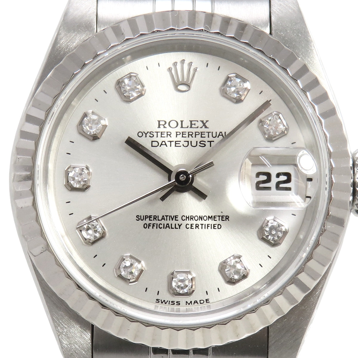 69174G Datejust 白金/不锈钢自动腕表,镶嵌 10 颗钻石
