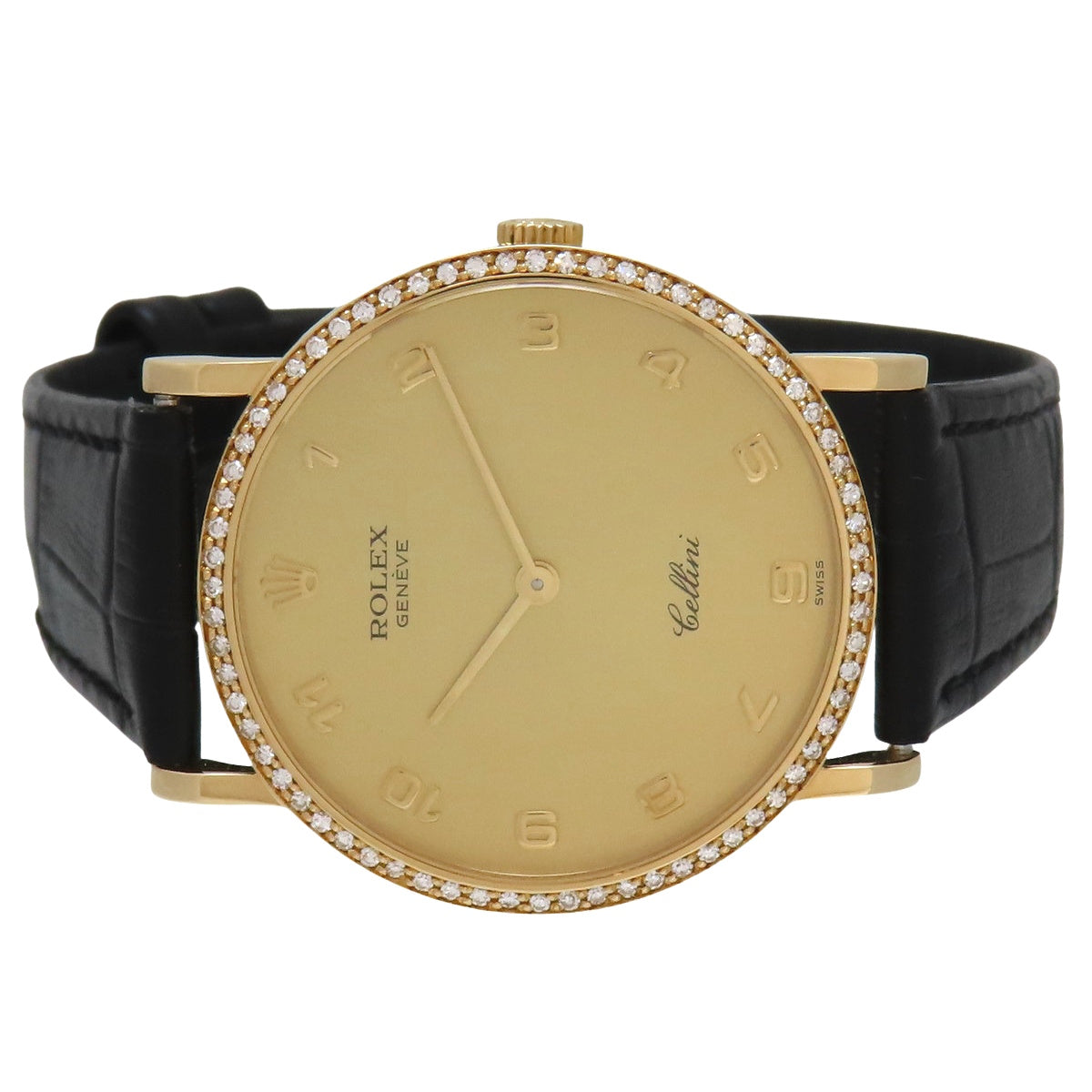 Cellini 钻石表圈 5114 K18YG X 香槟金手动上链男士腕表