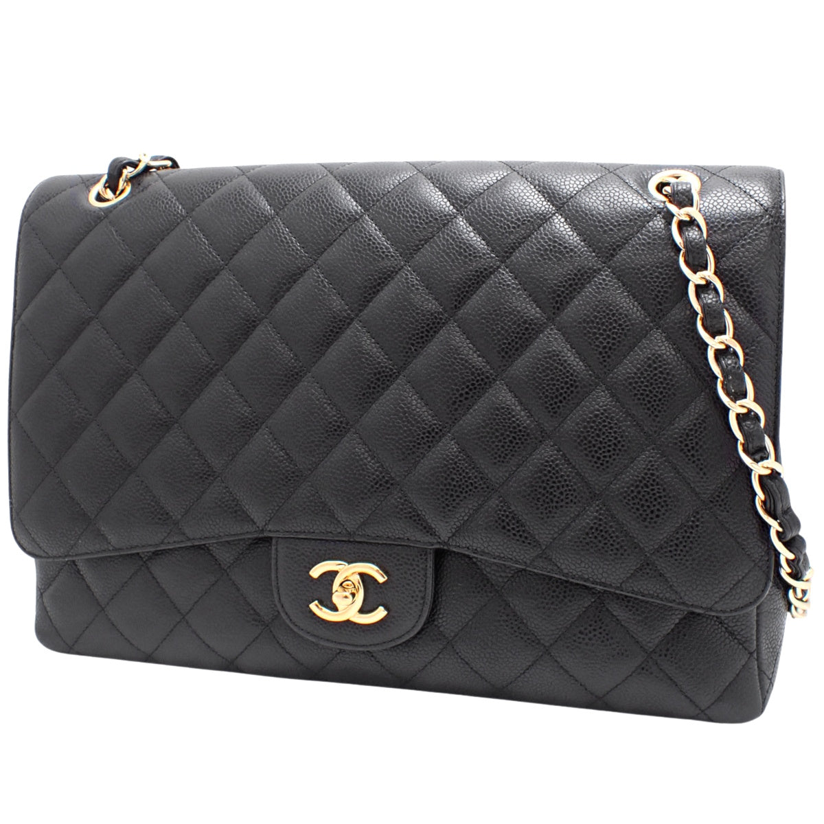 Matelasse, Coco Mark, Chain Shoulder, Caviar Skin, Black