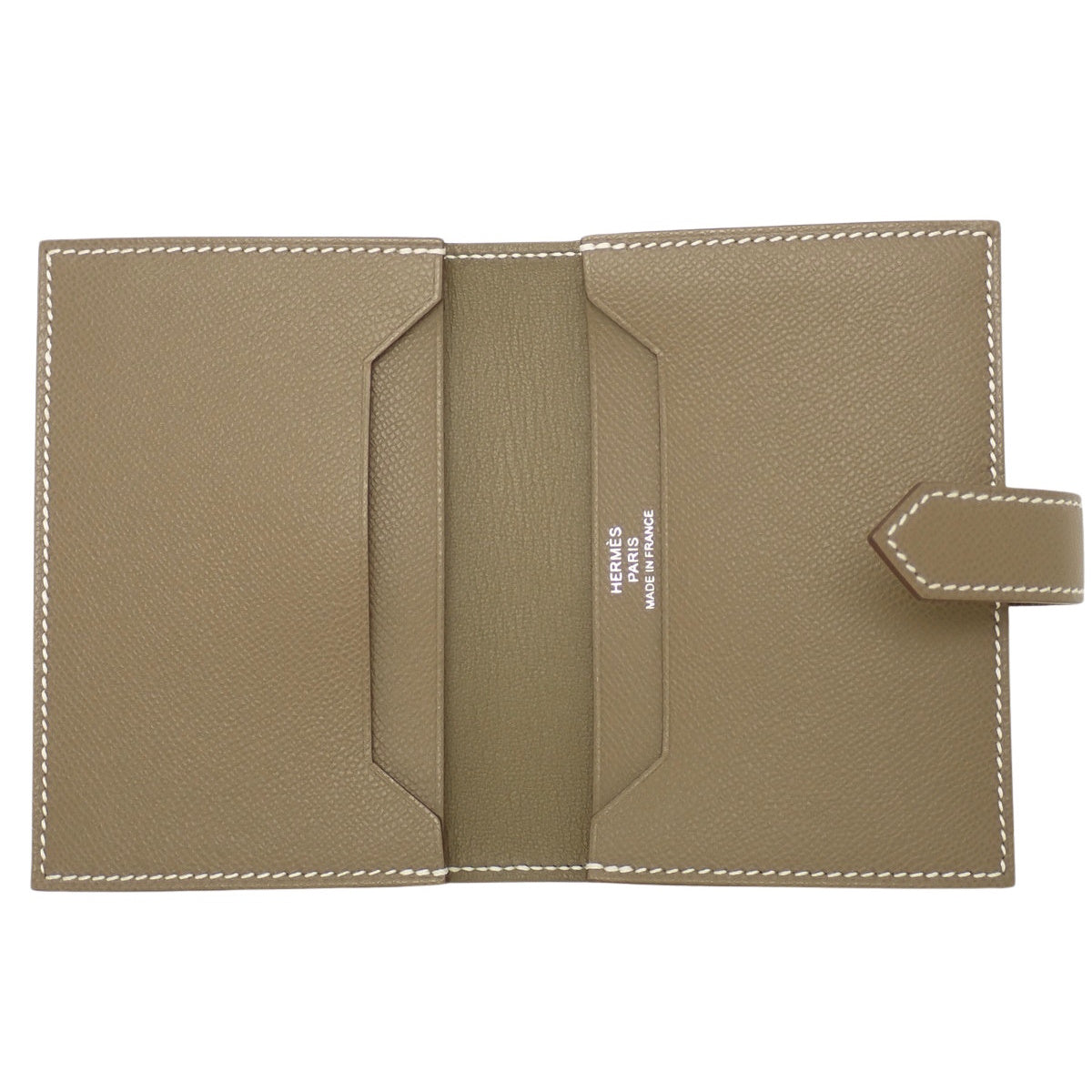 Bearn Mini Card Case, Palladium Hardware, Veau Madame Etoupe/Etoupe, B Stamp