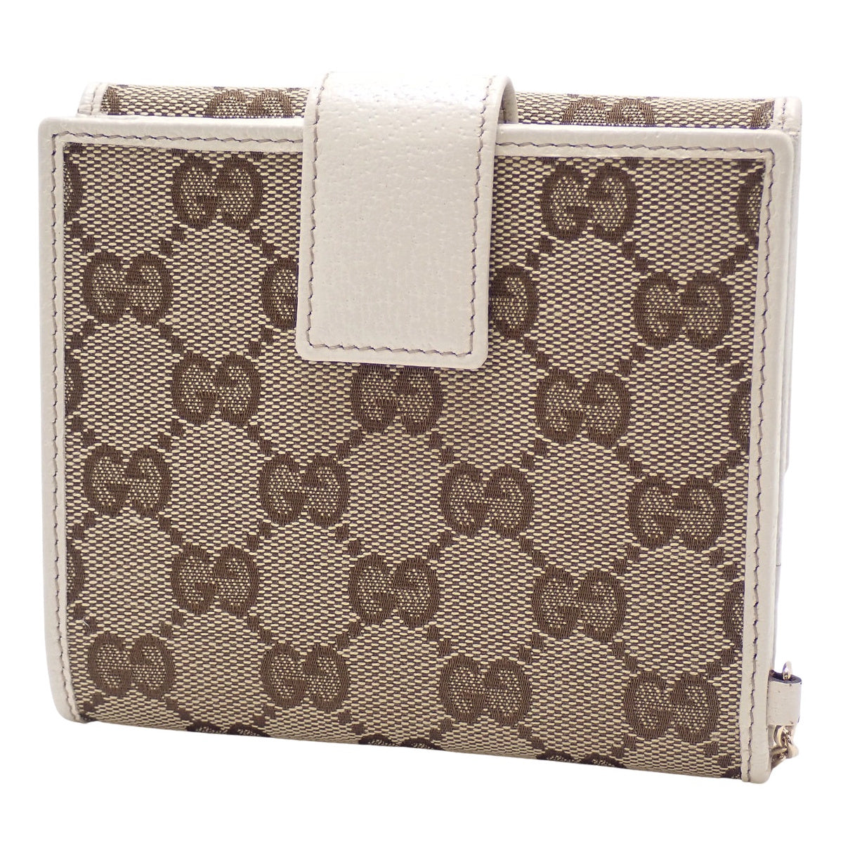 GG canvas bifold wallet in beige and off-white leather (154182)
