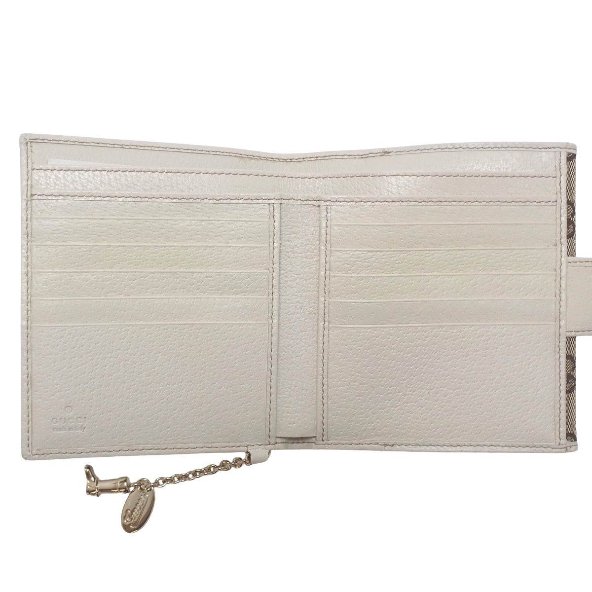 GG canvas bifold wallet in beige and off-white leather (154182)