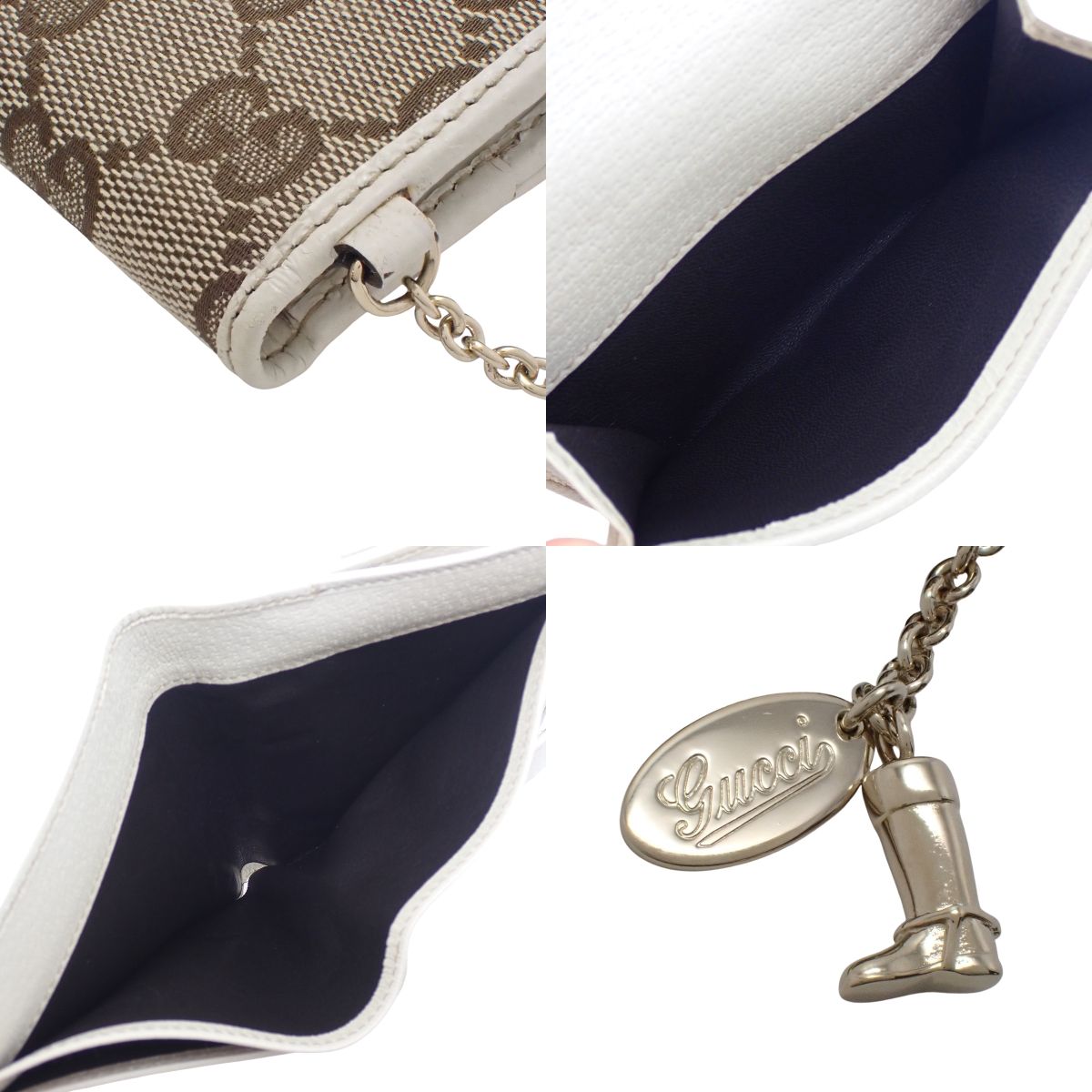 GG canvas bifold wallet in beige and off-white leather (154182)