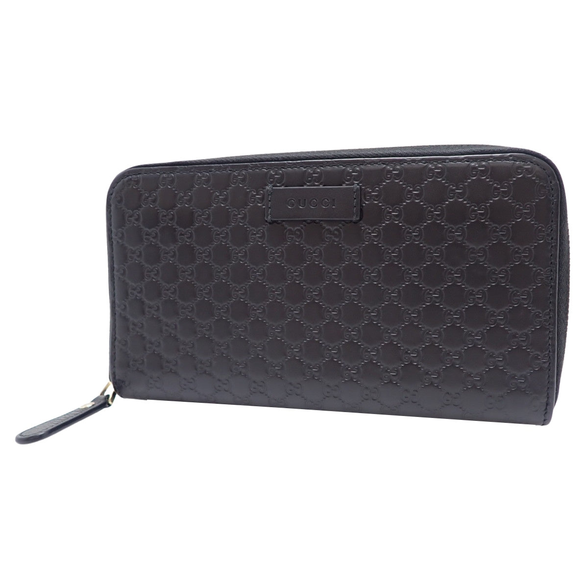 Gucci Microguccissima拉链长款钱包,Gucci Sima皮革,黑色,449391