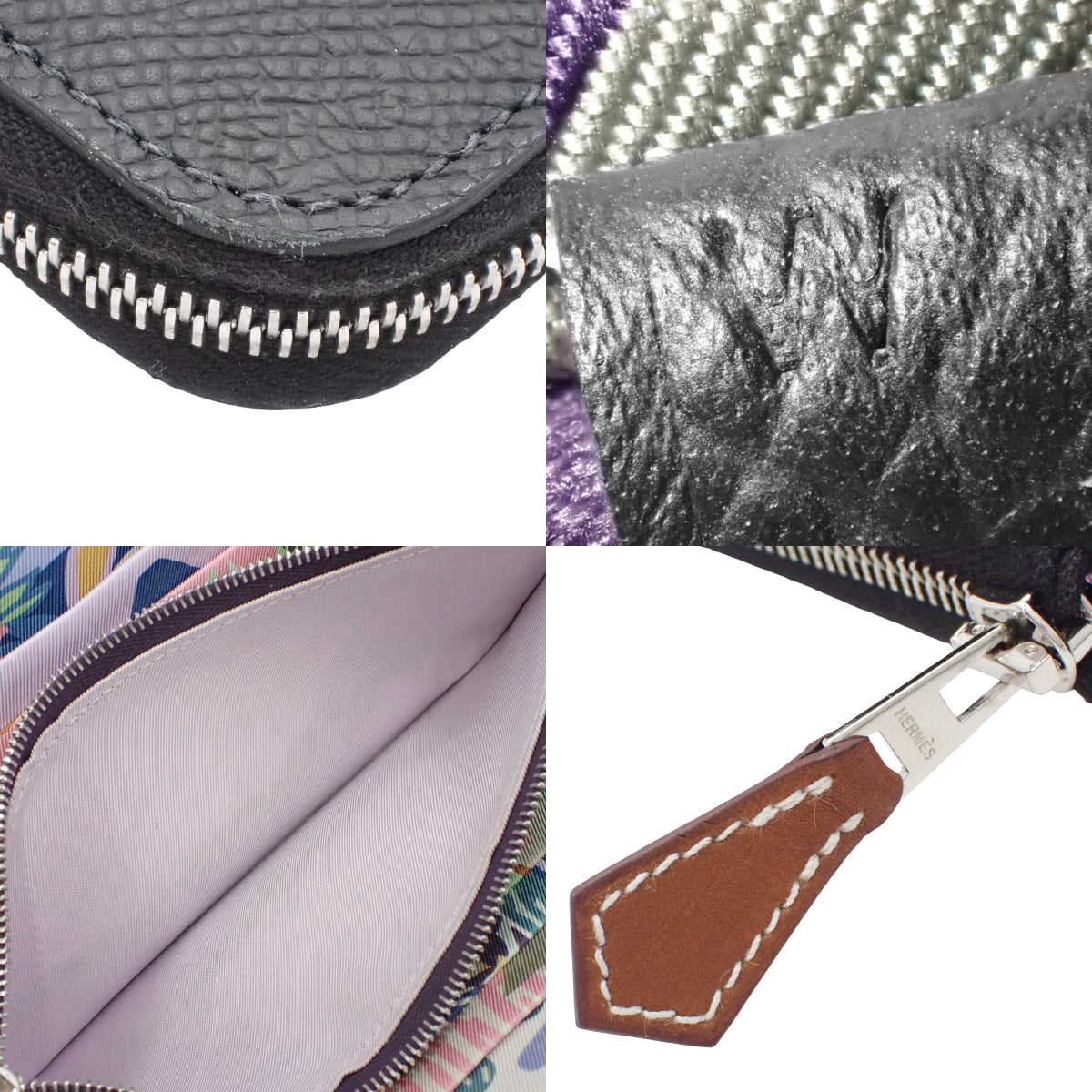 アザップ シルクイン ロング ヴォーエプソン パラジウム金具 シルバー金具 W刻印 ラウンド長財布 小物 ジップアラウンド ラウンドファスナー