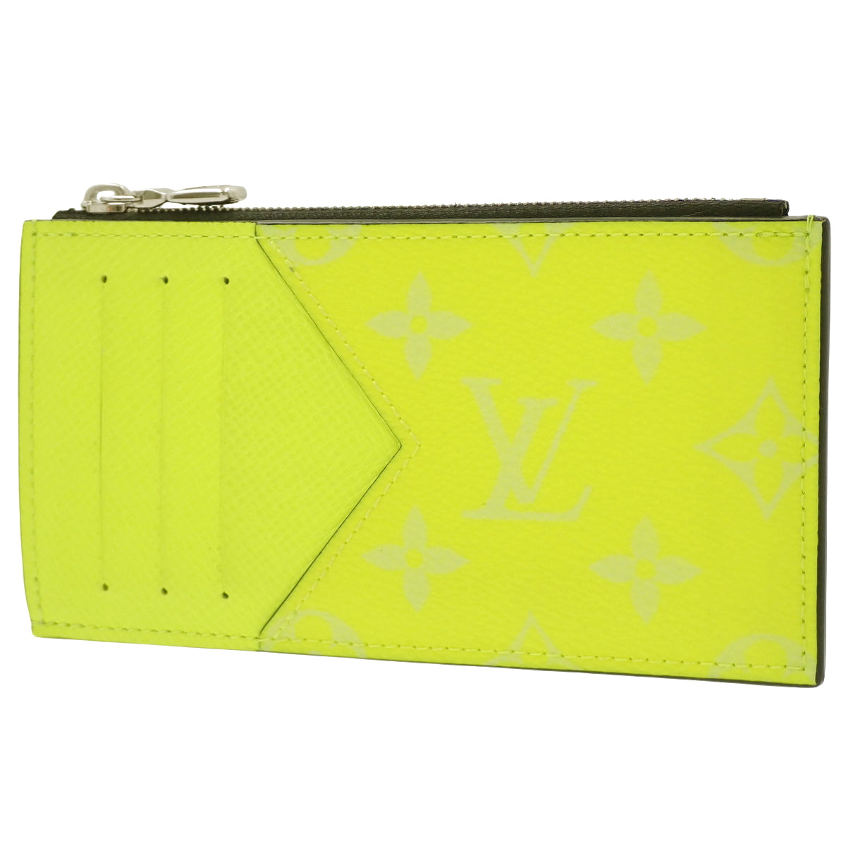 Tigrama Coin Card Holder, Taiga Leather, Monogram Canvas, Yellow, M30320