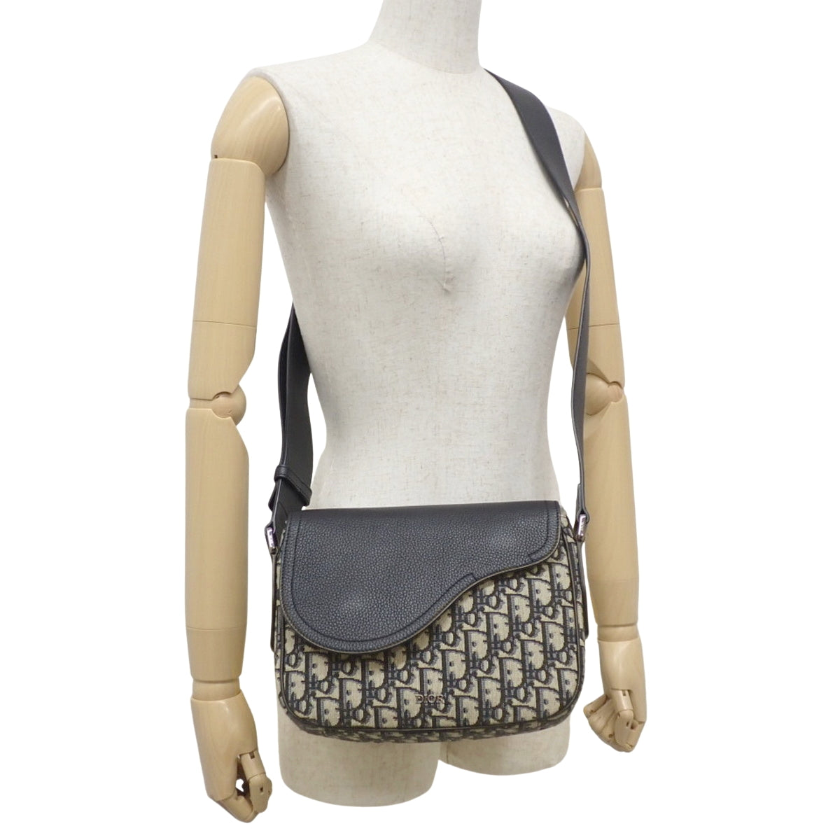 Trotter Oblique Saddle Bag in Canvas and Leather
